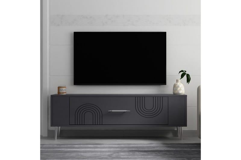 Deyric Tv-bänk 120 cm - Antracit/Silver - Möbler - Vardagsrum - Tv-möbler & mediamöbler - Tv-bänkar