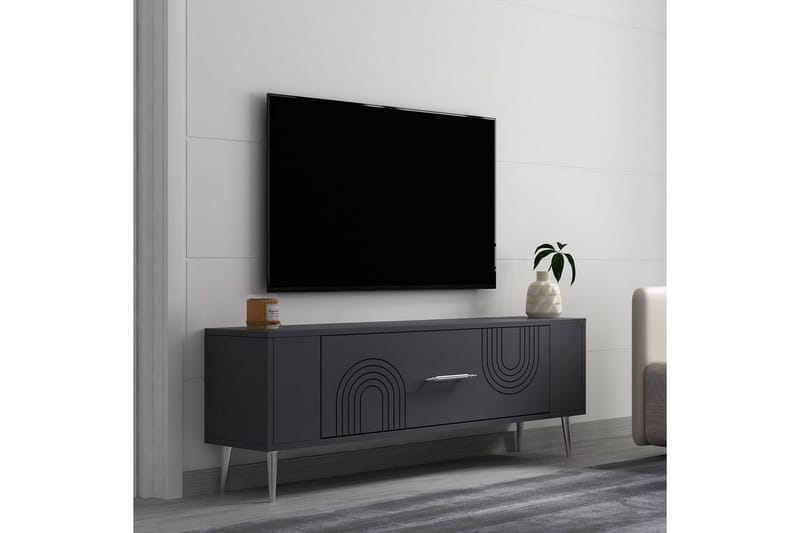 Deyric Tv-bänk 120 cm - Antracit/Silver - Möbler - Vardagsrum - Tv-möbler & mediamöbler - Tv-bänkar