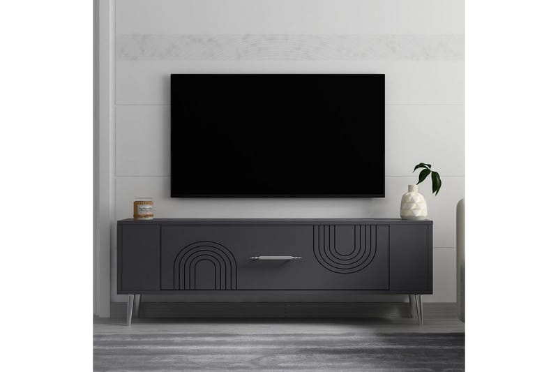 Deyric Tv-bänk 120 cm - Antracit/Silver - Möbler - Vardagsrum - Tv-möbler & mediamöbler - Tv-bänkar