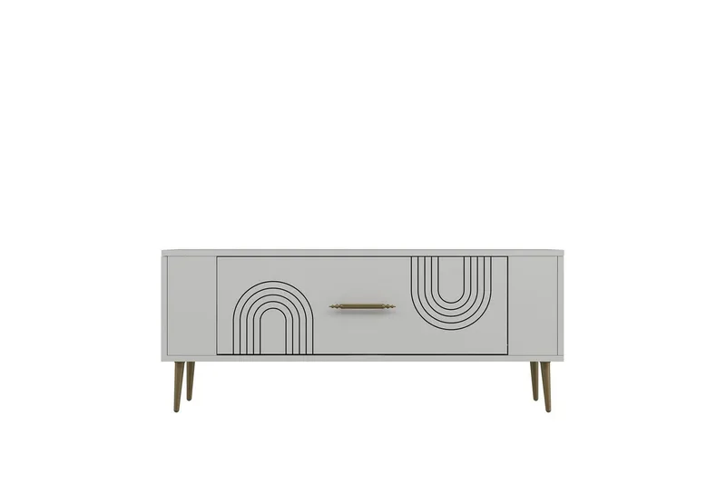 Deyric Tv-bänk 120 cm - Vit/Guld - Möbler - Vardagsrum - Tv-möbler & mediamöbler - Tv-bänkar