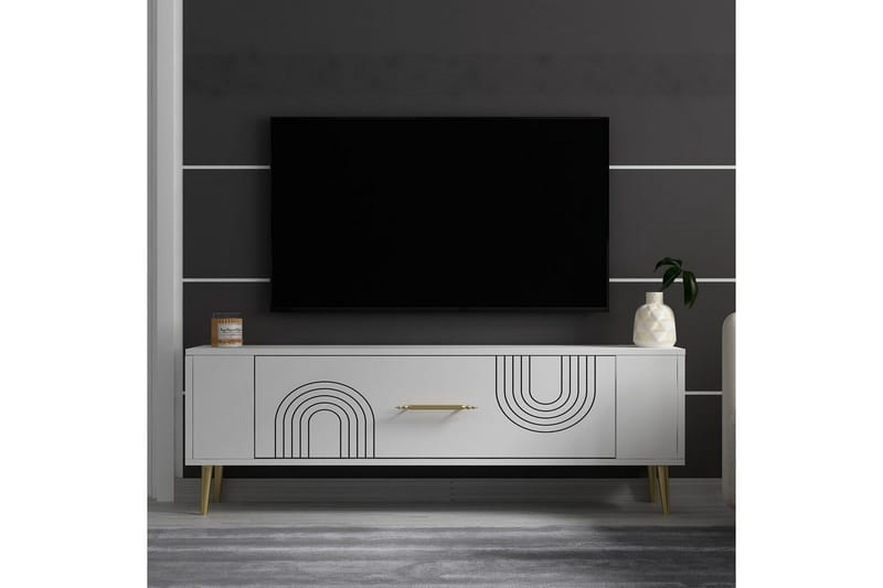 Deyric Tv-bänk 120 cm - Vit/Guld - Möbler - Vardagsrum - Tv-möbler & mediamöbler - Tv-bänkar