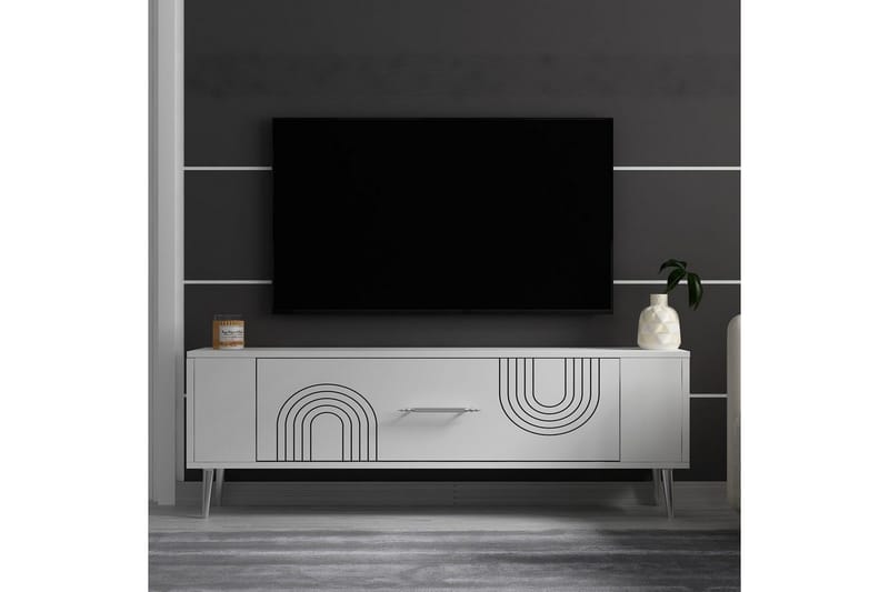 Deyric Tv-bänk 120 cm - Vit/Silver - Möbler - Vardagsrum - Tv-möbler & mediamöbler - Tv-bänkar
