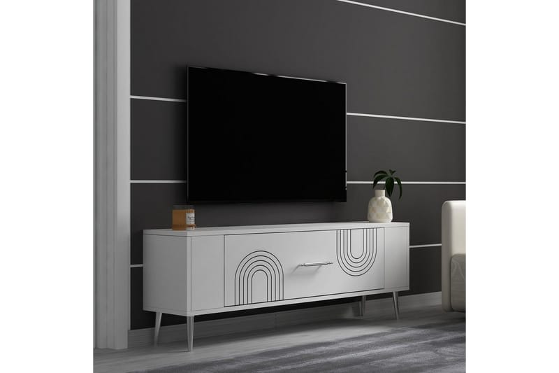 Deyric Tv-bänk 120 cm - Vit/Silver - Möbler - Vardagsrum - Tv-möbler & mediamöbler - Tv-bänkar