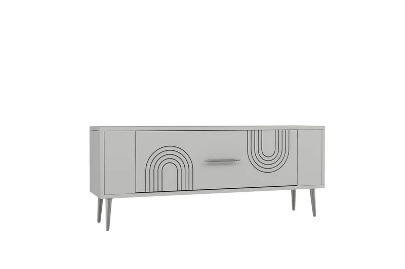 Deyric Tv-bänk 120 cm, Vit/Silver