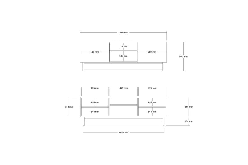 Deyvon Tv-bänk 150 cm - Valnöt - Möbler - Vardagsrum - Tv-möbler & mediamöbler - Tv-bänkar