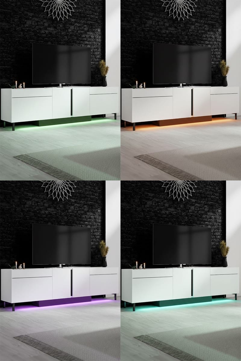 Djarhint TV-bänk 180 cm - Vit - Möbler - Vardagsrum - Tv-möbler & mediamöbler - Tv-väggfästen & mediastativ - Tv stativ & väggfästen