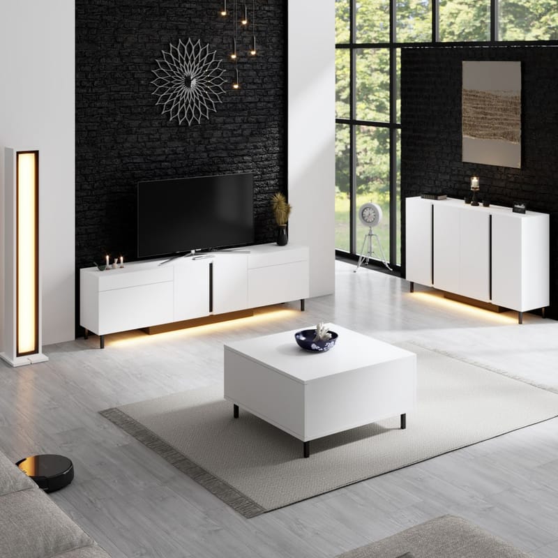 Djarhint TV-bänk 180 cm - Vit - Möbler - Vardagsrum - Tv-möbler & mediamöbler - Tv-väggfästen & mediastativ - Tv stativ & väggfästen