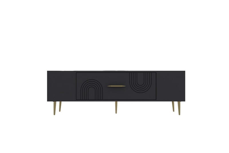 Drova Tv-bänk 150 cm, Antracit/Guld