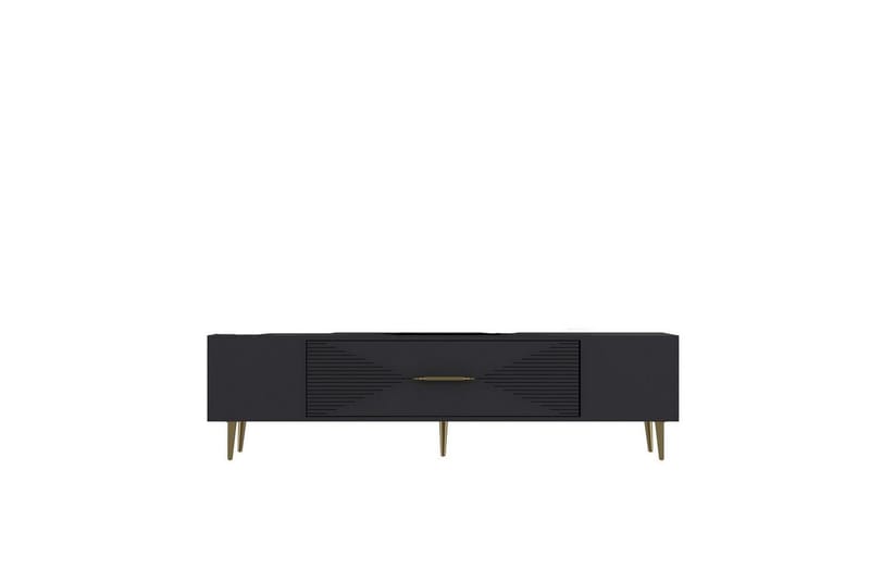 Drova Tv-bänk 150 cm, Antracit/Guld