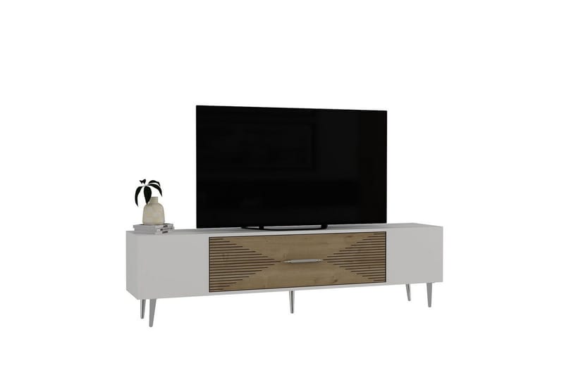 Drova Tv-bänk 150 cm - Ek/Vit/Silver - Möbler - Vardagsrum - Tv-möbler & mediamöbler - Tv-bänkar
