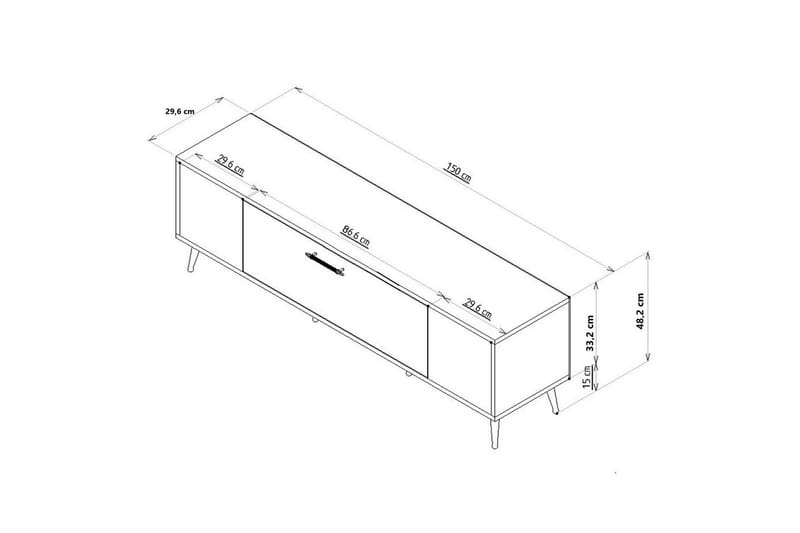Drova Tv-bänk 150 cm - Ek/Vit/Silver - Möbler - Vardagsrum - Tv-möbler & mediamöbler - Tv-bänkar