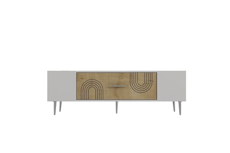 Drova Tv-bänk 150 cm - Ek/Vit/Silver - Möbler - Vardagsrum - Tv-möbler & mediamöbler - Tv-bänkar