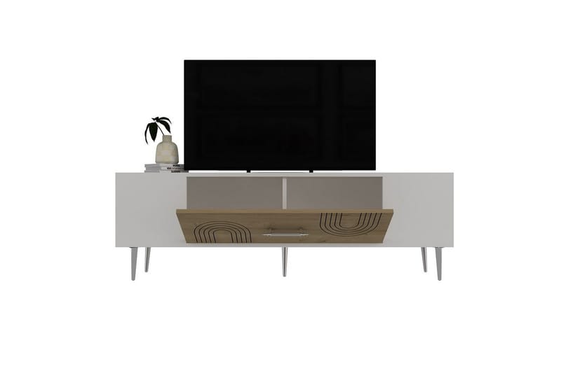 Drova Tv-bänk 150 cm - Ek/Vit/Silver - Möbler - Vardagsrum - Tv-möbler & mediamöbler - Tv-bänkar