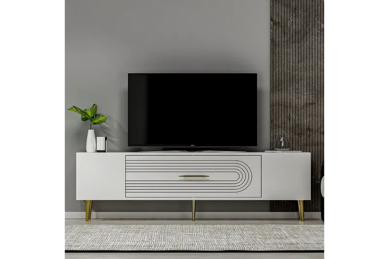 Drova Tv-bänk 150 cm - Vit/Guld - Möbler - Vardagsrum - Tv-möbler & mediamöbler - Tv-bänkar