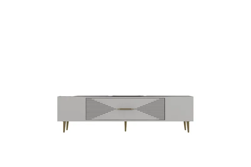 Drova Tv-bänk 150 cm, Vit/Guld