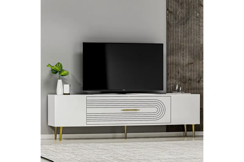 Drova Tv-bänk 150 cm - Vit/Guld - Möbler - Vardagsrum - Tv-möbler & mediamöbler - Tv-bänkar