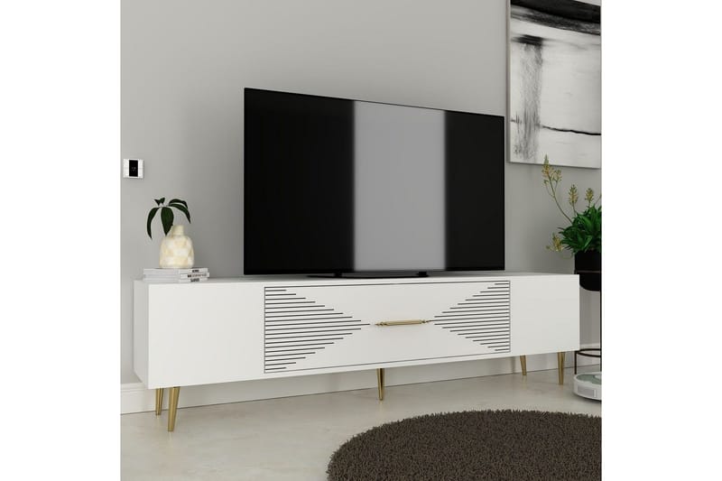 Drova Tv-bänk 150 cm - Vit/Guld - Möbler - Vardagsrum - Tv-möbler & mediamöbler - Tv-bänkar