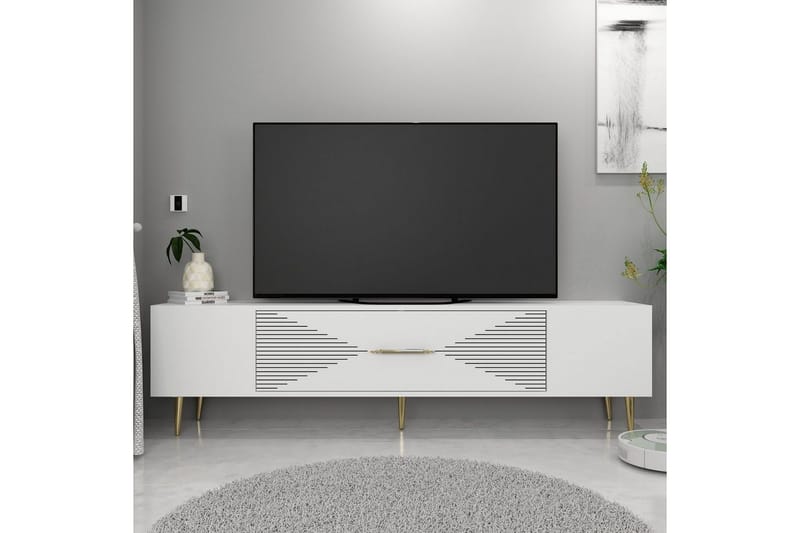 Drova Tv-bänk 150 cm - Vit/Guld - Möbler - Vardagsrum - Tv-möbler & mediamöbler - Tv-bänkar