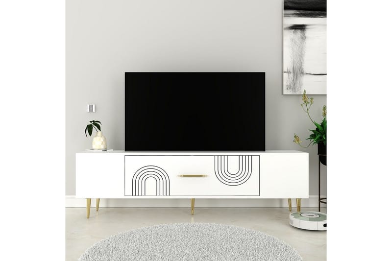 Drova Tv-bänk 150 cm - Vit/Guld - Möbler - Vardagsrum - Tv-möbler & mediamöbler - Tv-bänkar