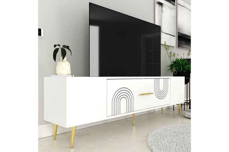 Drova Tv-bänk 150 cm - Vit/Guld - Möbler - Vardagsrum - Tv-möbler & mediamöbler - Tv-bänkar