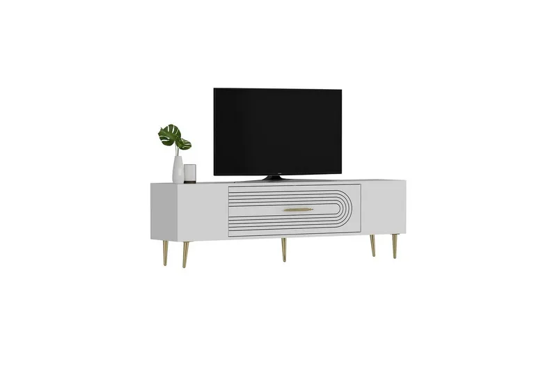 Drova Tv-bänk 150 cm - Vit/Guld - Möbler - Vardagsrum - Tv-möbler & mediamöbler - Tv-bänkar