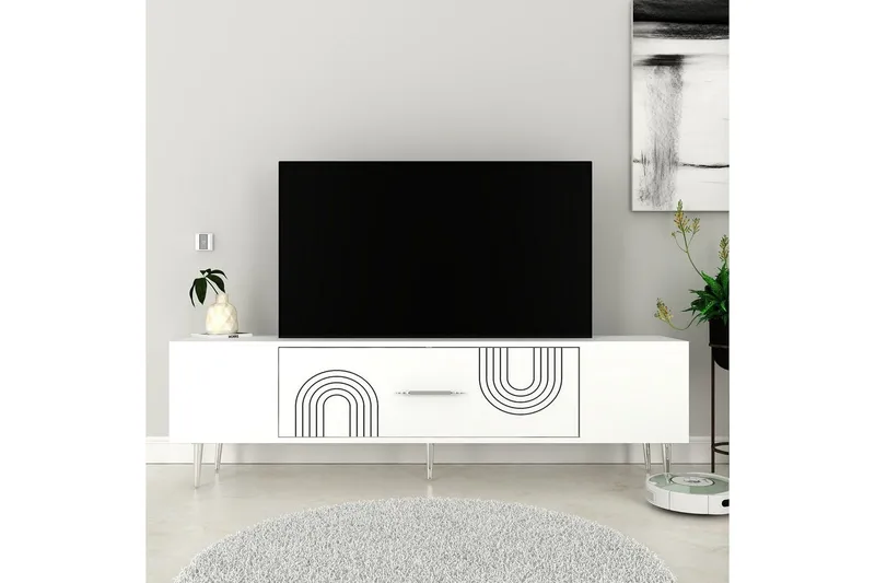Drova Tv-bänk 150 cm - Vit/Silver - Möbler - Vardagsrum - Tv-möbler & mediamöbler - Tv-bänkar