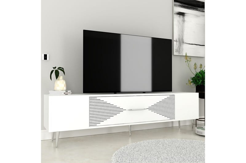 Drova Tv-bänk 150 cm - Vit/Silver - Möbler - Vardagsrum - Tv-möbler & mediamöbler - Tv-bänkar