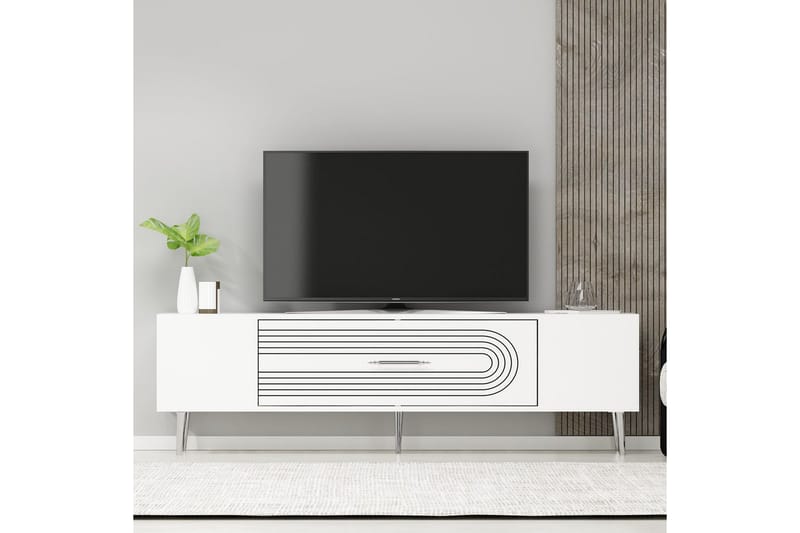 Drova Tv-bänk 150 cm - Vit/Silver - Möbler - Vardagsrum - Tv-möbler & mediamöbler - Tv-bänkar
