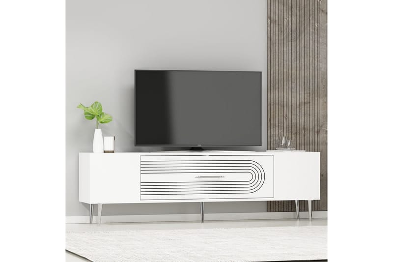 Drova Tv-bänk 150 cm - Vit/Silver - Möbler - Vardagsrum - Tv-möbler & mediamöbler - Tv-bänkar