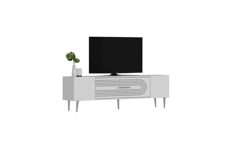 Drova Tv-bänk 150 cm - Vit/Silver - Möbler - Vardagsrum - Tv-möbler & mediamöbler - Tv-bänkar