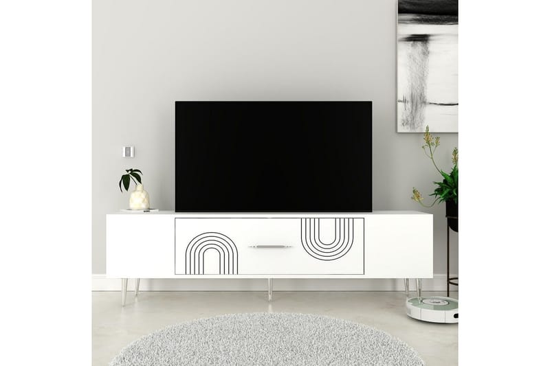 Drova Tv-bänk 150 cm - Vit/Silver - Möbler - Vardagsrum - Tv-möbler & mediamöbler - Tv-bänkar