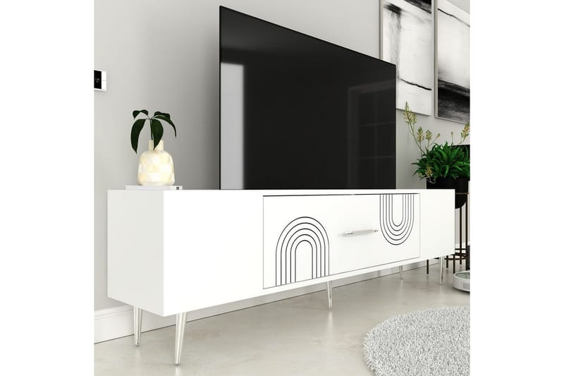 Drova Tv-bänk 150 cm - Vit/Silver - Möbler - Vardagsrum - Tv-möbler & mediamöbler - Tv-bänkar