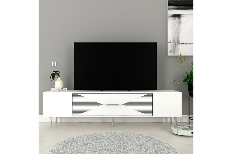 Drova Tv-bänk 150 cm - Vit/Silver - Möbler - Vardagsrum - Tv-möbler & mediamöbler - Tv-bänkar