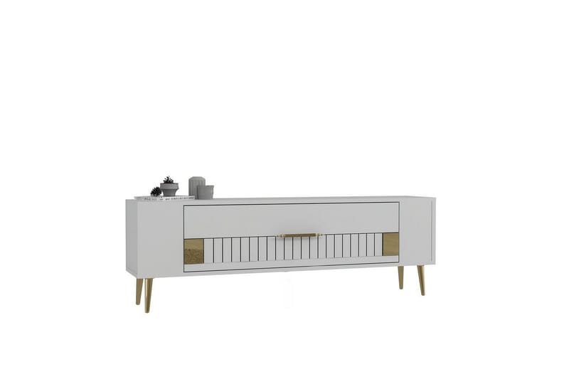 Estel Tv-bänk 120 cm - Vit/Guld - Möbler - Vardagsrum - Tv-möbler & mediamöbler - Tv-bänkar