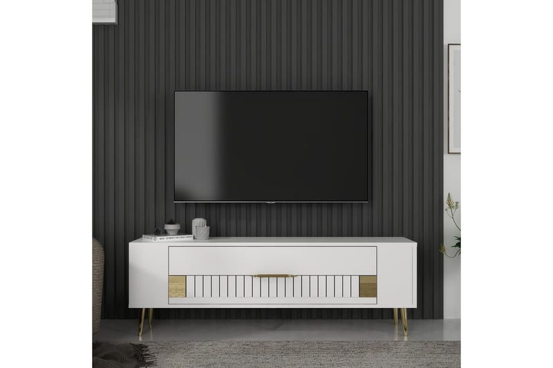 Estel Tv-bänk 120 cm - Vit/Guld - Möbler - Vardagsrum - Tv-möbler & mediamöbler - Tv-bänkar