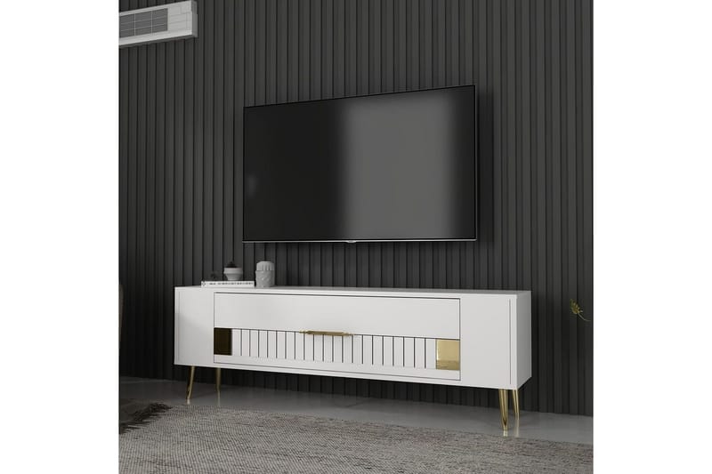 Estel Tv-bänk 120 cm - Vit/Guld - Möbler - Vardagsrum - Tv-möbler & mediamöbler - Tv-bänkar