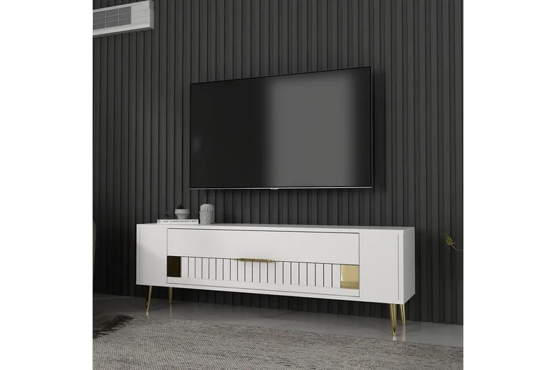 Estel Tv-bänk 120 cm - Vit/Guld - Möbler - Vardagsrum - Tv-möbler & mediamöbler - Tv-bänkar