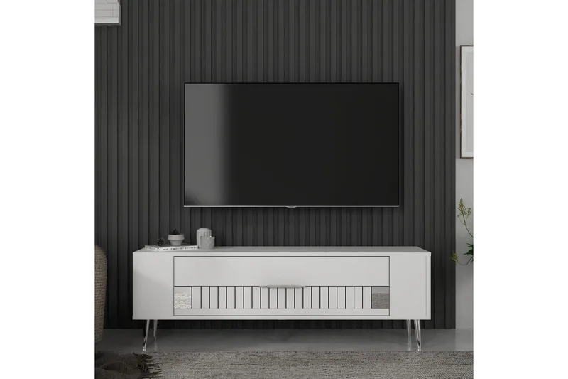 Estel Tv-bänk 120 cm - Vit/Silver - Möbler - Vardagsrum - Tv-möbler & mediamöbler - Tv-bänkar