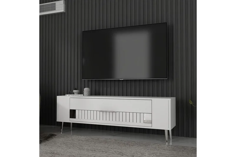 Estel Tv-bänk 120 cm - Vit/Silver - Möbler - Vardagsrum - Tv-möbler & mediamöbler - Tv-bänkar