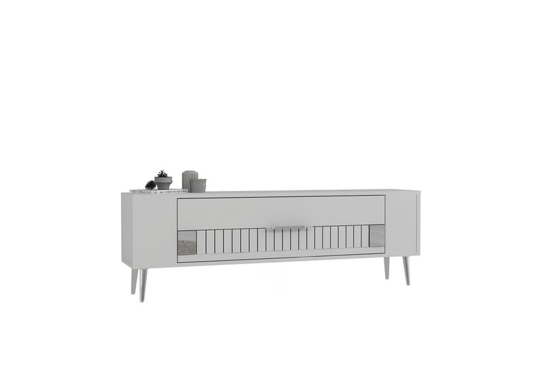 Estel Tv-bänk 120 cm, Vit/Silver