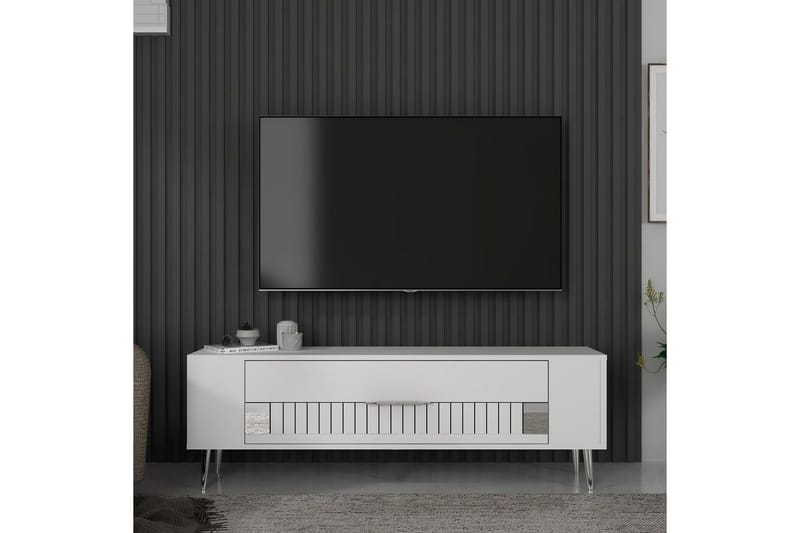 Estel Tv-bänk 120 cm - Vit/Silver - Möbler - Vardagsrum - Tv-möbler & mediamöbler - Tv-bänkar