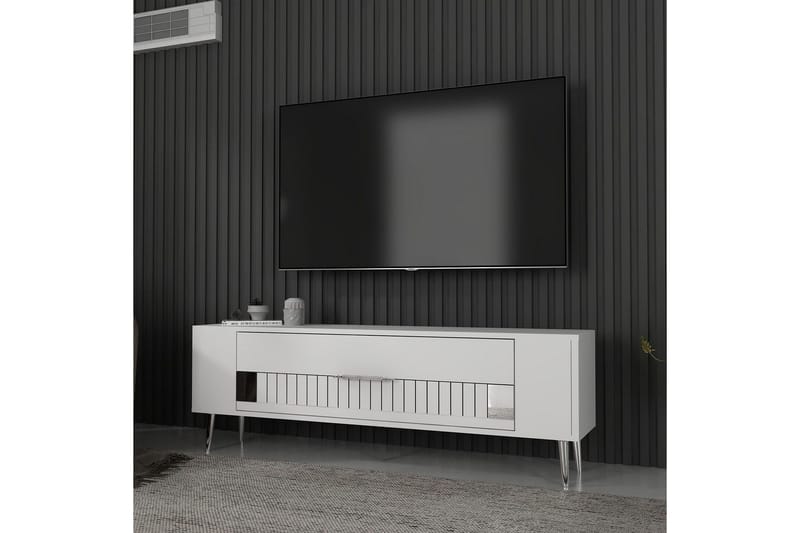 Estel Tv-bänk 120 cm - Vit/Silver - Möbler - Vardagsrum - Tv-möbler & mediamöbler - Tv-bänkar