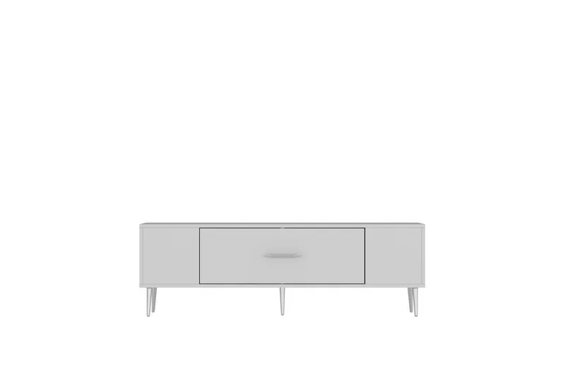 Feynor Tv-bänk 150 cm, Vit/Silver