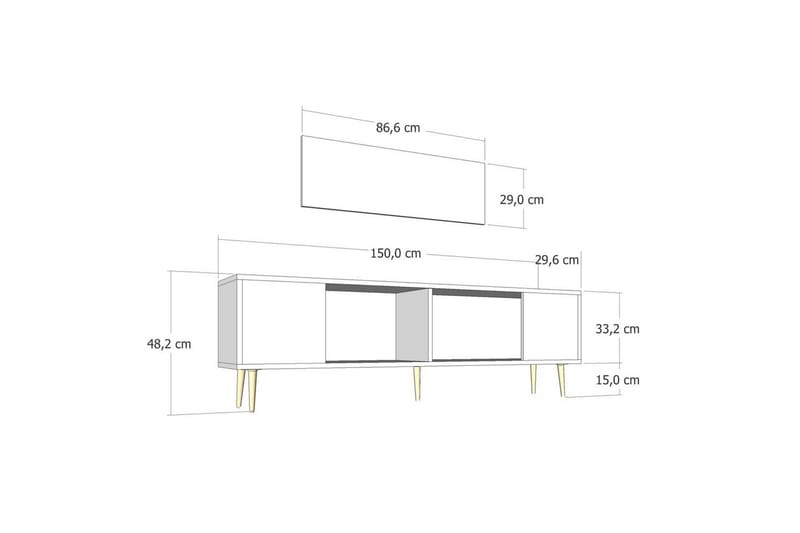 Feynor Tv-bänk 150 cm - Vit/Silver - Möbler - Vardagsrum - Tv-möbler & mediamöbler - Tv-bänkar