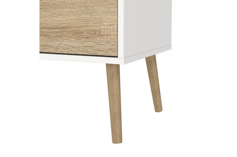 Hostafranc Golvstående TV Bänk 117,2 cm med Förvaring i Ek - Vit|Beige - Möbler - Vardagsrum - Tv-möbler & mediamöbler - Tv-bänkar