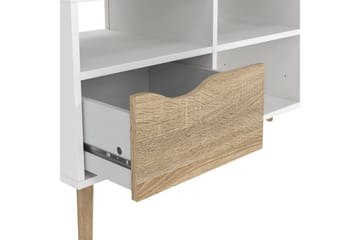 Hostafranc Golvstående TV Bänk 117,2 cm med Förvaring i Ek - Vit|Beige - Möbler - Vardagsrum - Tv-möbler & mediamöbler - Tv-bänkar