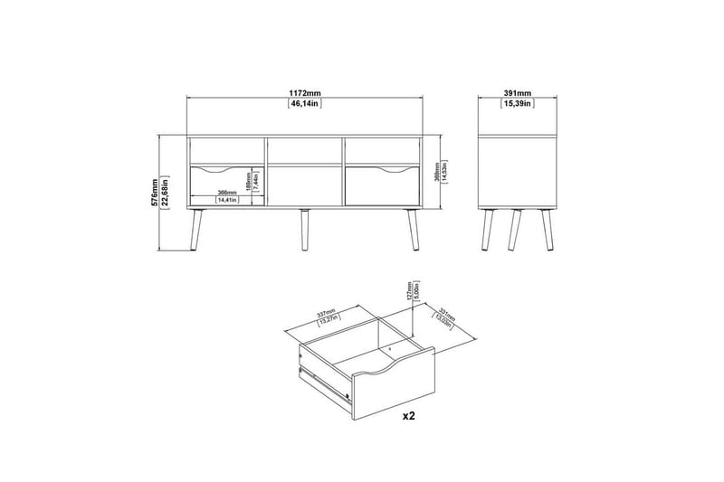 Hostafranc Tv-bänk 57,4 cm - Möbler - Vardagsrum - Tv-möbler & mediamöbler - Tv-bänkar
