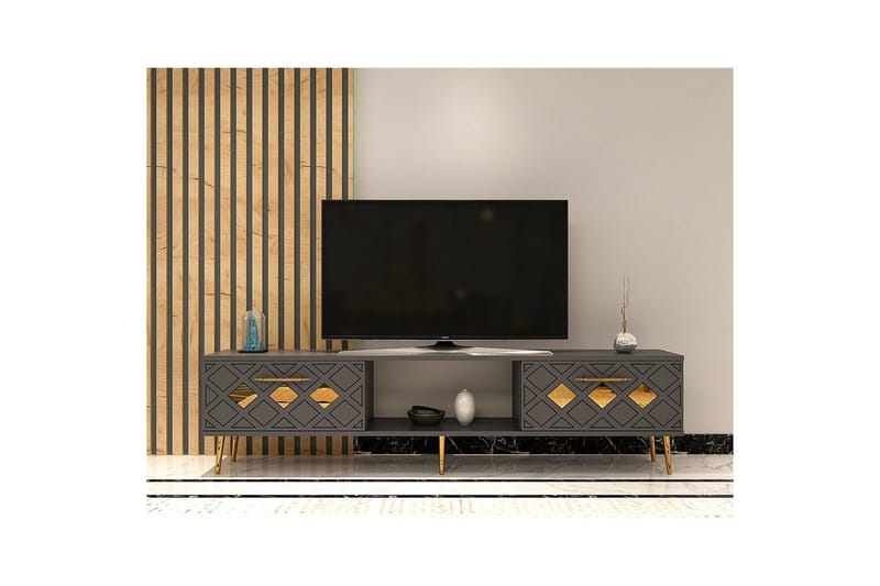 Ilna Tv-bänk 150 cm - Antracit/Guld - Möbler - Vardagsrum - Tv-möbler & mediamöbler - Tv-bänkar