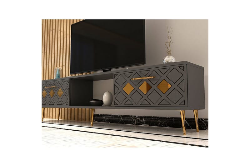 Ilna Tv-bänk 150 cm - Antracit/Guld - Möbler - Vardagsrum - Tv-möbler & mediamöbler - Tv-bänkar