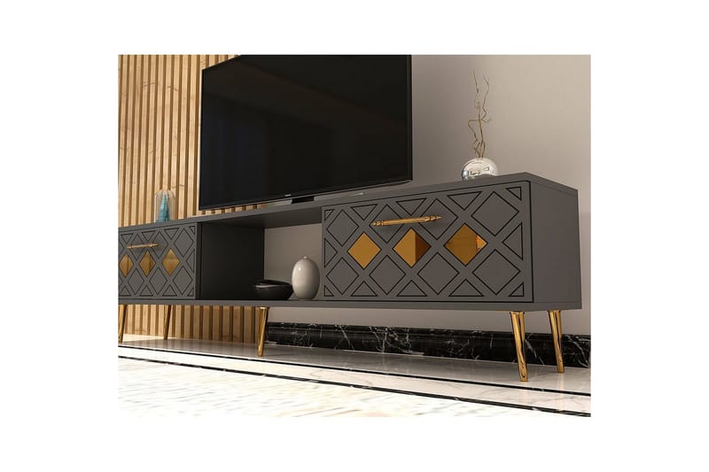Ilna Tv-bänk 150 cm - Antracit/Guld - Möbler - Vardagsrum - Tv-möbler & mediamöbler - Tv-bänkar